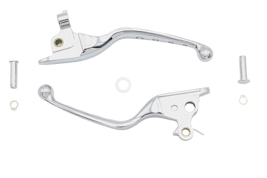V-Twin Manufacturing 4 Hole Hand Lever Set Chrome - additional view 2