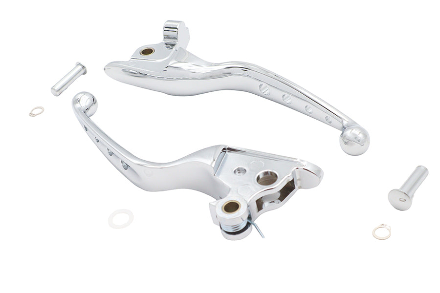 V-Twin Manufacturing 4 Hole Hand Lever Set Chrome - additional view 3