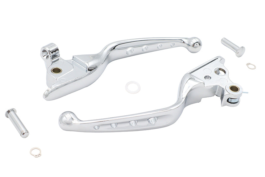 V-Twin Manufacturing 4 Hole Hand Lever Set Chrome - additional view 4