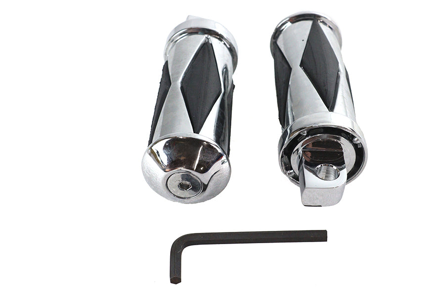 V-Twin Manufacturing Chrome Diamond Style Large Footpeg Set