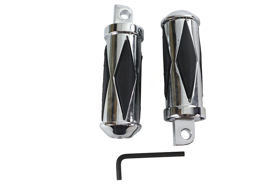 V-Twin Manufacturing Chrome Diamond Style Large Footpeg Set - additional view 2