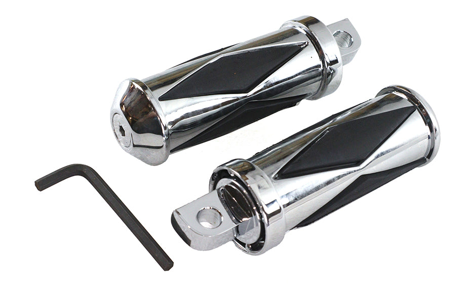 V-Twin Manufacturing Chrome Diamond Style Large Footpeg Set - additional view 3