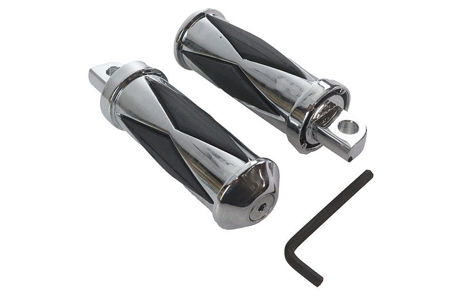 V-Twin Manufacturing Chrome Diamond Style Large Footpeg Set - additional view 4