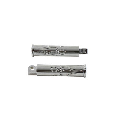Chrome Flame Style Footpeg Set - V-Twin 27-0582