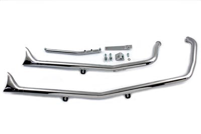 Paughco Exhaust Drag Pipe Set Fishtail Chrome