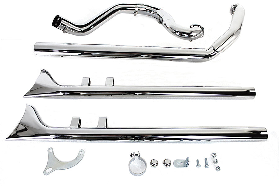 V-Twin Manufacturing True Dual Header with Fishtails Chrome