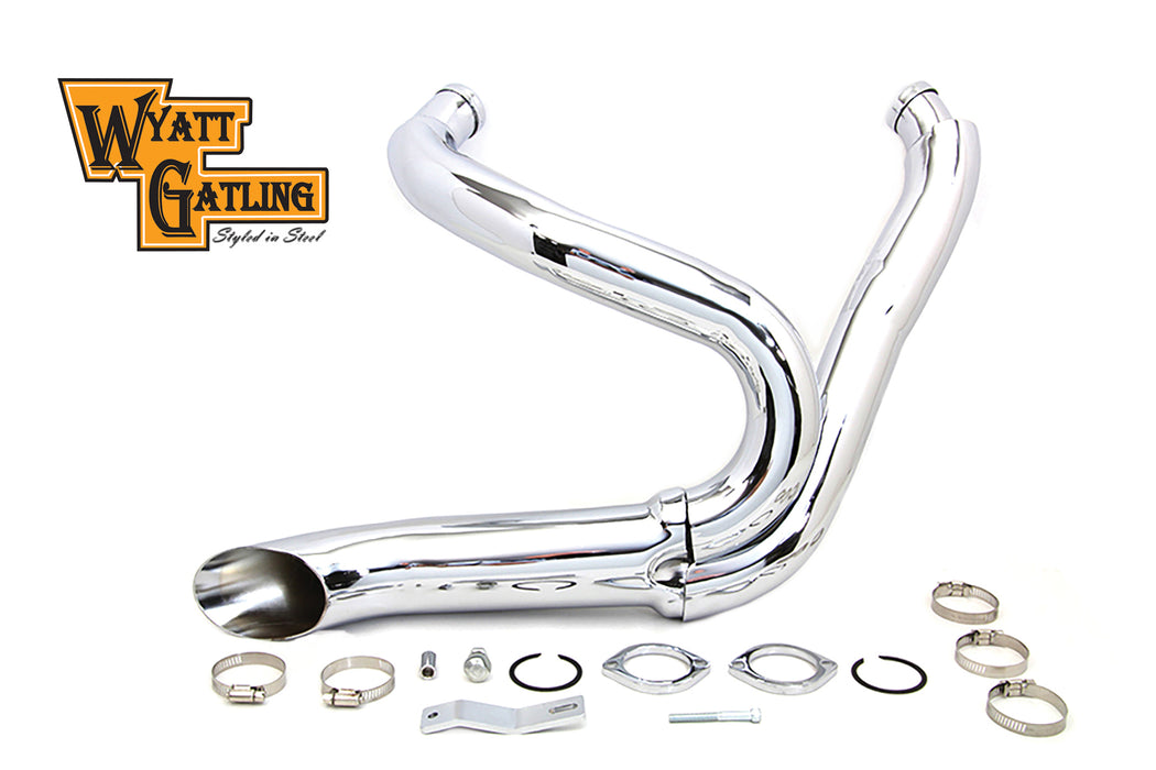Wyatt Gatling Chrome Wyatt Gatling 2 into 1 Exhaust Pipe Header Kit