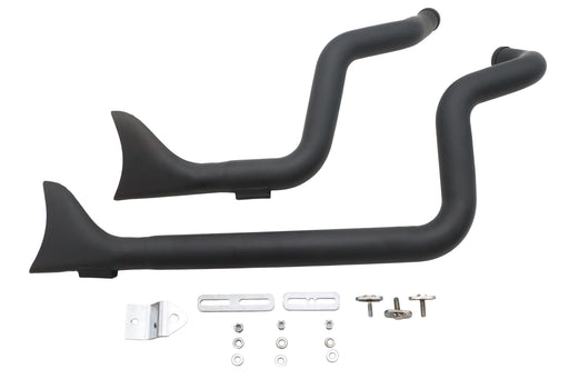 V-Twin Manufacturing XL Staggered Fishtail Exhaust System Black