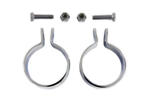 V-Twin Manufacturing Chrome 1-7/8 Muffler End Clamp Set
