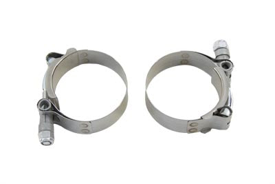 V-Twin Manufacturing Stainless Steel Hex Nut Type Exhaust Clamp Set