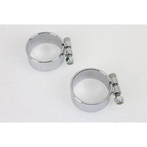 Chrome 2-1/8 Wide Muffler Body and End Clamp Set - V-Twin 31-9948