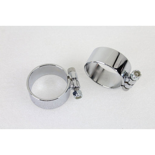Chrome 2-1/8 Wide Muffler Body and End Clamp Set - V-Twin 31-9948