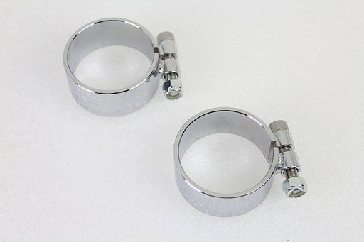 V-Twin Manufacturing Chrome 2-1/8 Wide Muffler Body and End Clamp Set