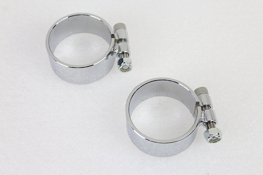 V-Twin Manufacturing Chrome 2-1/8 Wide Muffler Body and End Clamp Set