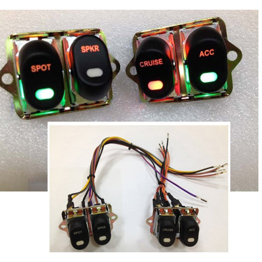 Rocker Style LED Fairing Switch Kit Black - Volt Tech 63514 - OEM 70271-98 - Evolution Touring 1998+