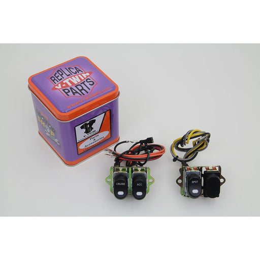 Rocker Style LED Fairing Switch Kit Black - Volt Tech 63518 - OEM 70278-04 - Twin Cam Touring 2004-2016