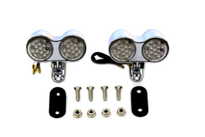 Wyatt Gatling Chrome Oval Tail Lamp Assembly Red and Amber LED