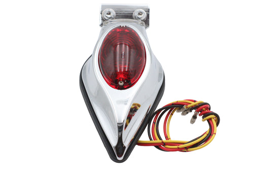 Wyatt Gatling Chrome Teardrop Bulb Tail Lamp Assembly with Red Lens