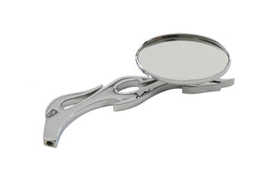 Wyatt Gatling Chrome Oval Mirror with Billet Flame Stem