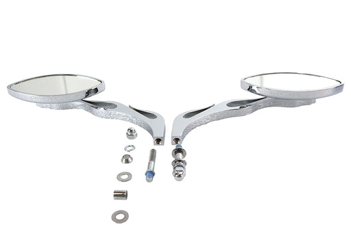 Wyatt Gatling Druid Mirror Set Oval Flame Style with Billet Stem