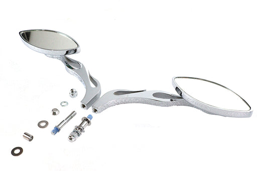 Wyatt Gatling Druid Mirror Set Oval Flame Style with Billet Stem - additional view 2