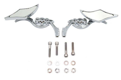 Wyatt Gatling Diamond Shaped Mirror Set with Billet Tri Skull Stems - additional view 2