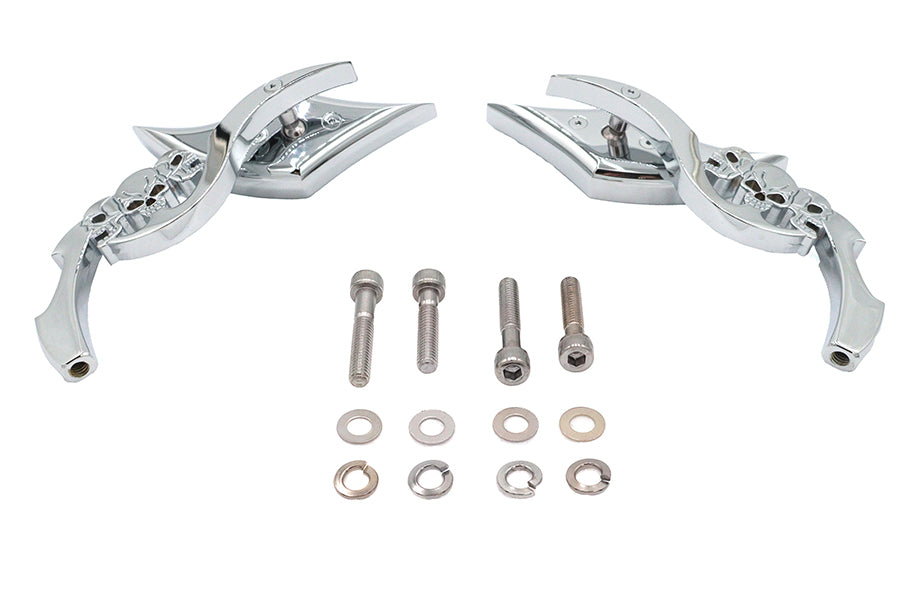 Wyatt Gatling Diamond Shaped Mirror Set with Billet Tri Skull Stems - additional view 3