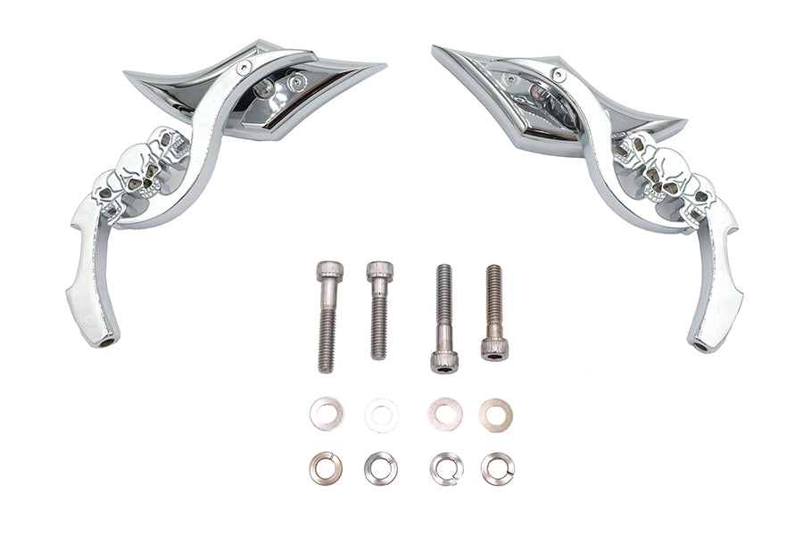 Wyatt Gatling Diamond Shaped Mirror Set with Billet Tri Skull Stems - additional view 4