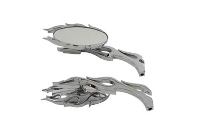Wyatt Gatling Fireball Mirror Set with Flame Stems Chrome
