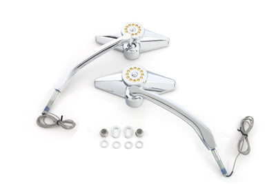Wyatt Gatling Diamond Shape Mirror Set with Billet Stems