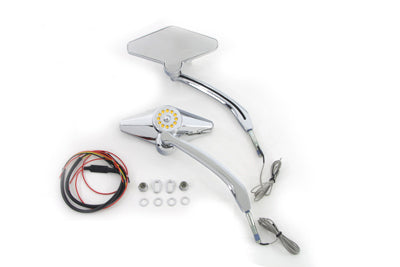 Wyatt Gatling Diamond Shape Mirror Set with Billet Stems