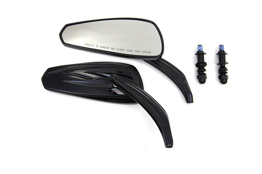 Wyatt Gatling Gloss Black Tribal Teardrop Mirrors with Billet Stems