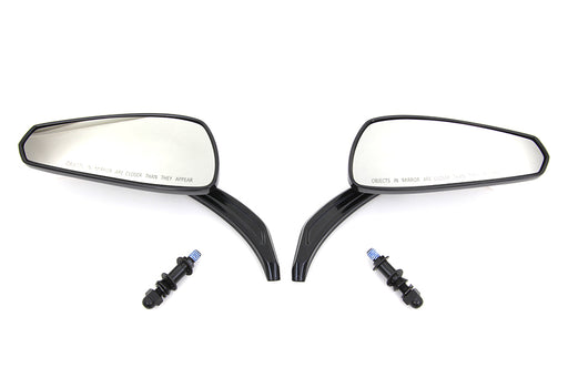 Wyatt Gatling Gloss Black Tribal Teardrop Mirrors with Billet Stems - additional view 2