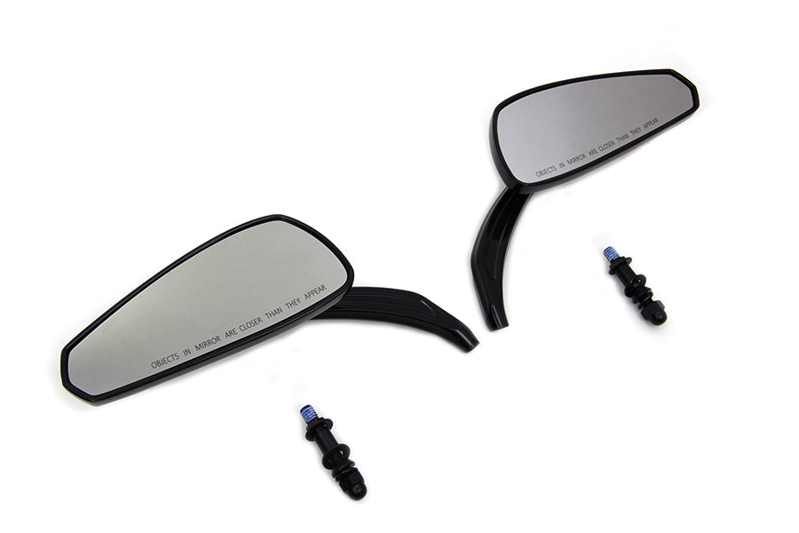 Wyatt Gatling Gloss Black Tribal Teardrop Mirrors with Billet Stems - additional view 3