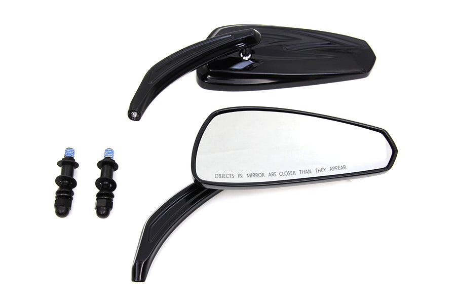 Wyatt Gatling Gloss Black Tribal Teardrop Mirrors with Billet Stems - additional view 4