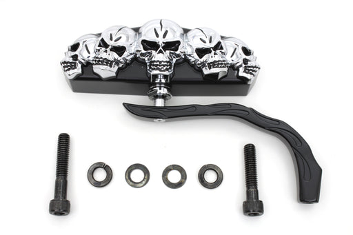 Wyatt Gatling Black 5 Skull Mirror with Billet Worm Stem