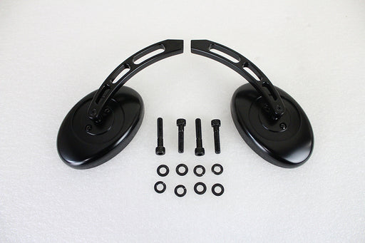 Wyatt Gatling Oval Mirror Set with Billet 3 Slot Stem Black - additional view 2