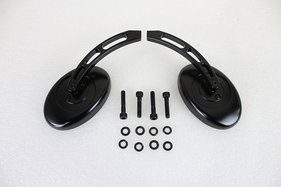 Wyatt Gatling Oval Mirror Set with Billet 3 Slot Stem Black - additional view 2