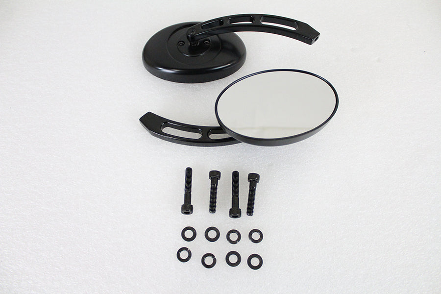 Wyatt Gatling Oval Mirror Set with Billet 3 Slot Stem Black - additional view 3