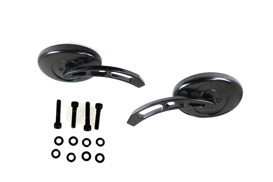 Wyatt Gatling Oval Mirror Set with Billet 3 Slot Stem Black - additional view 4