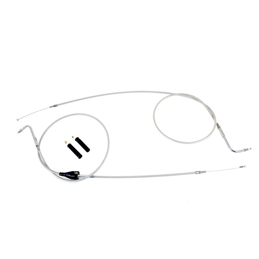 Stainless Steel Throttle and Idle Cable Set Clear Coat +8",Y - V-Twin 36-0880