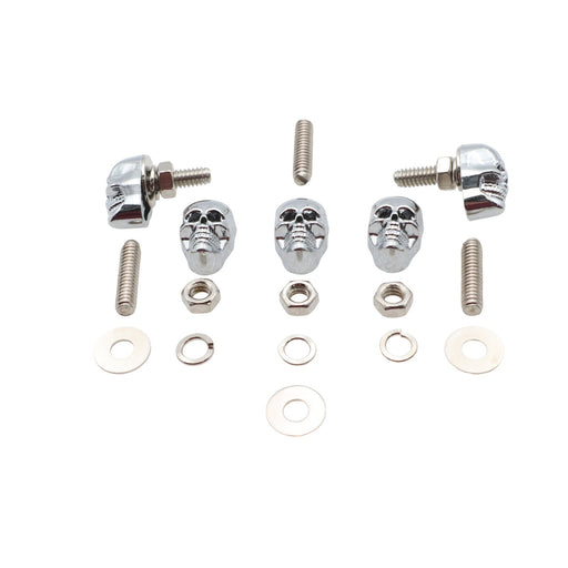 License Plate Frame Skull Krommet Set Chrome - V-Twin 37-9076