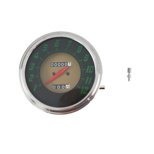 FLH 2:1 Ratio Replica Green Face Speedometer - V-Twin 39-0889