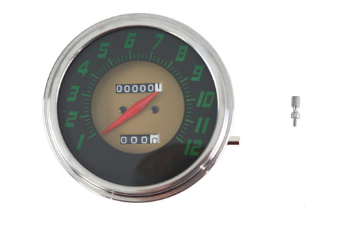 V-Twin Manufacturing FLH 2:1 Ratio Replica Green Face Speedometer