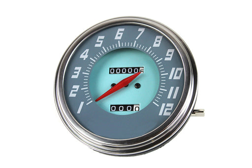V-Twin Manufacturing FLH 2:1 Ratio Replica Grey-Blue Face Speedometer