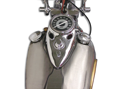 V-Twin Manufacturing Chrome Cateye Dash Panel Kit with 2:1 Ratio Speedometer