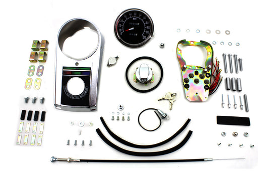 V-Twin Manufacturing Chrome Cast Dash Panel Kit with 2:1 Ratio Speedometer - additional view 2