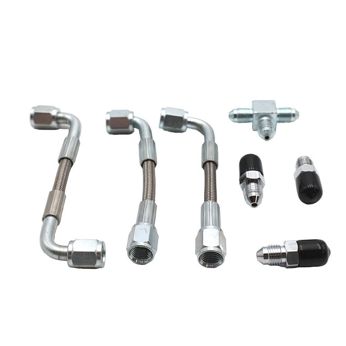 Bastardo Overhead Valve Oil Line Set Stainless Steel - V-Twin 40-0760