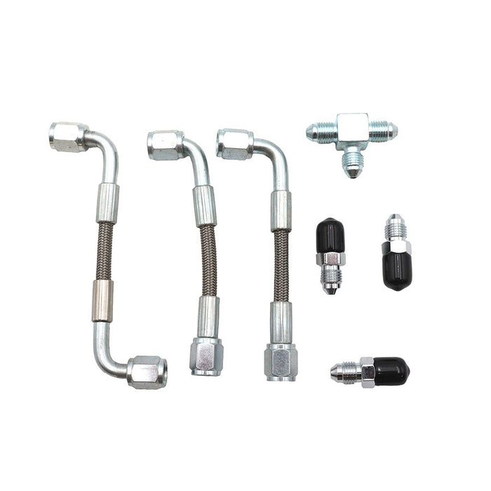Bastardo Overhead Valve Oil Line Set Stainless Steel - V-Twin 40-0760