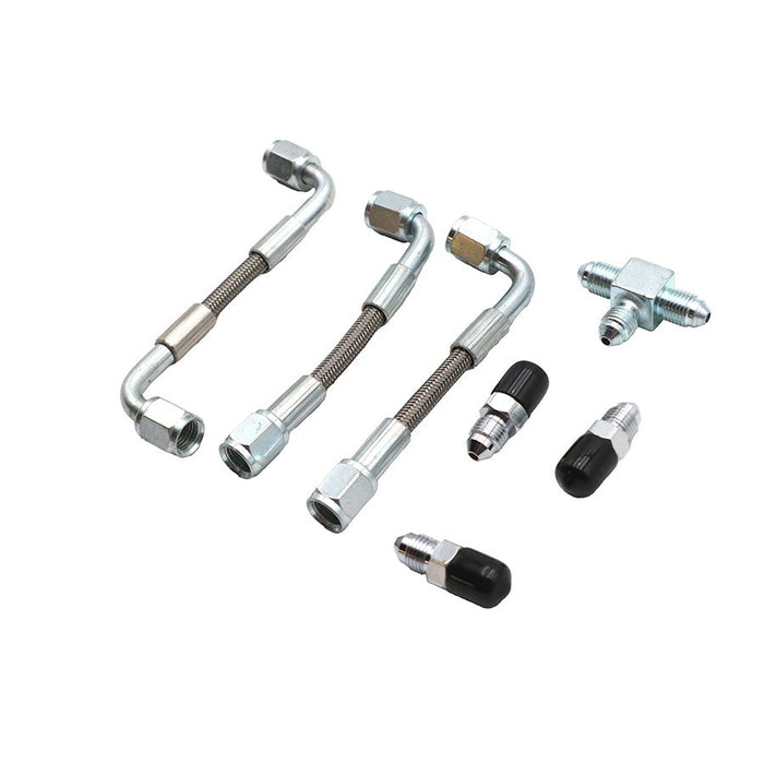 Bastardo Overhead Valve Oil Line Set Stainless Steel - V-Twin 40-0760